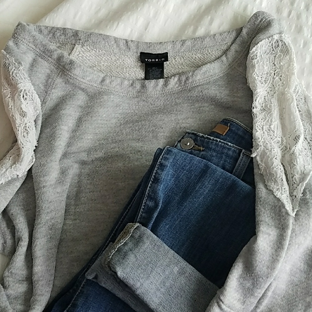 Torrid sweater with lace detail